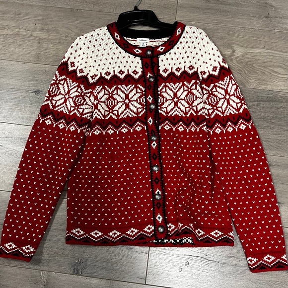 L.L. bean fair isle cardigan sweater M - Picture 2 of 6